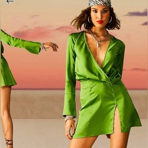 ASOS Satin Mini Dress - Green - NEVER WORN - Size 6
